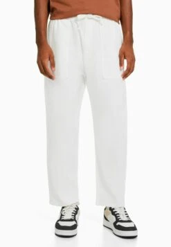 BERSHKA RUSTIC LOOSE-FIT - Jeans Straight Leg - Off White