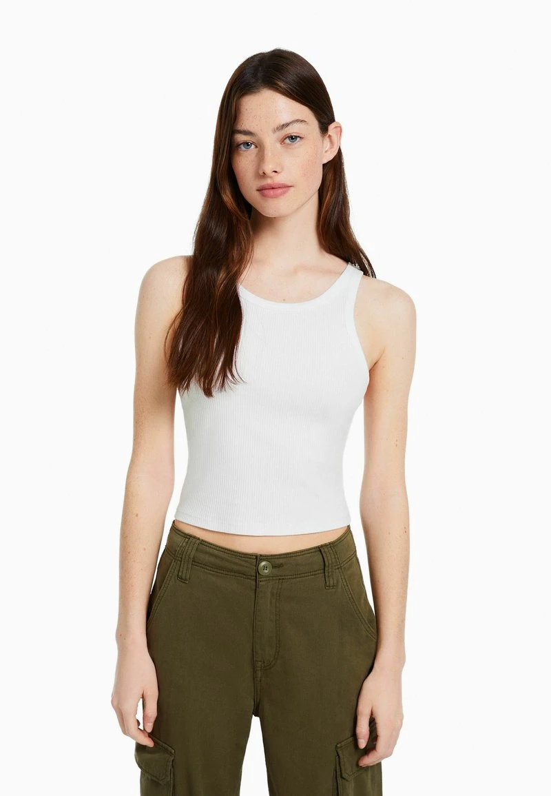 BERSHKA SLEEVELESS - Top - White 3 BERSHKA SLEEVELESS - Top - White