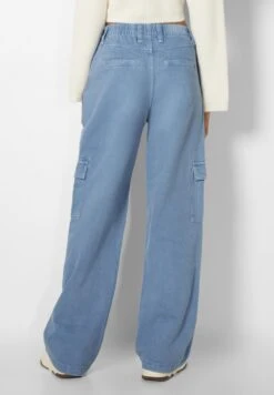BERSHKA STRAIGHT FIT TWILL ELASTICATED WAISTBAND - Jeans Straight Leg - Blue -Bershka Verkaufsgeschäft 06b0f5a18c2c4257a44483062aa90373