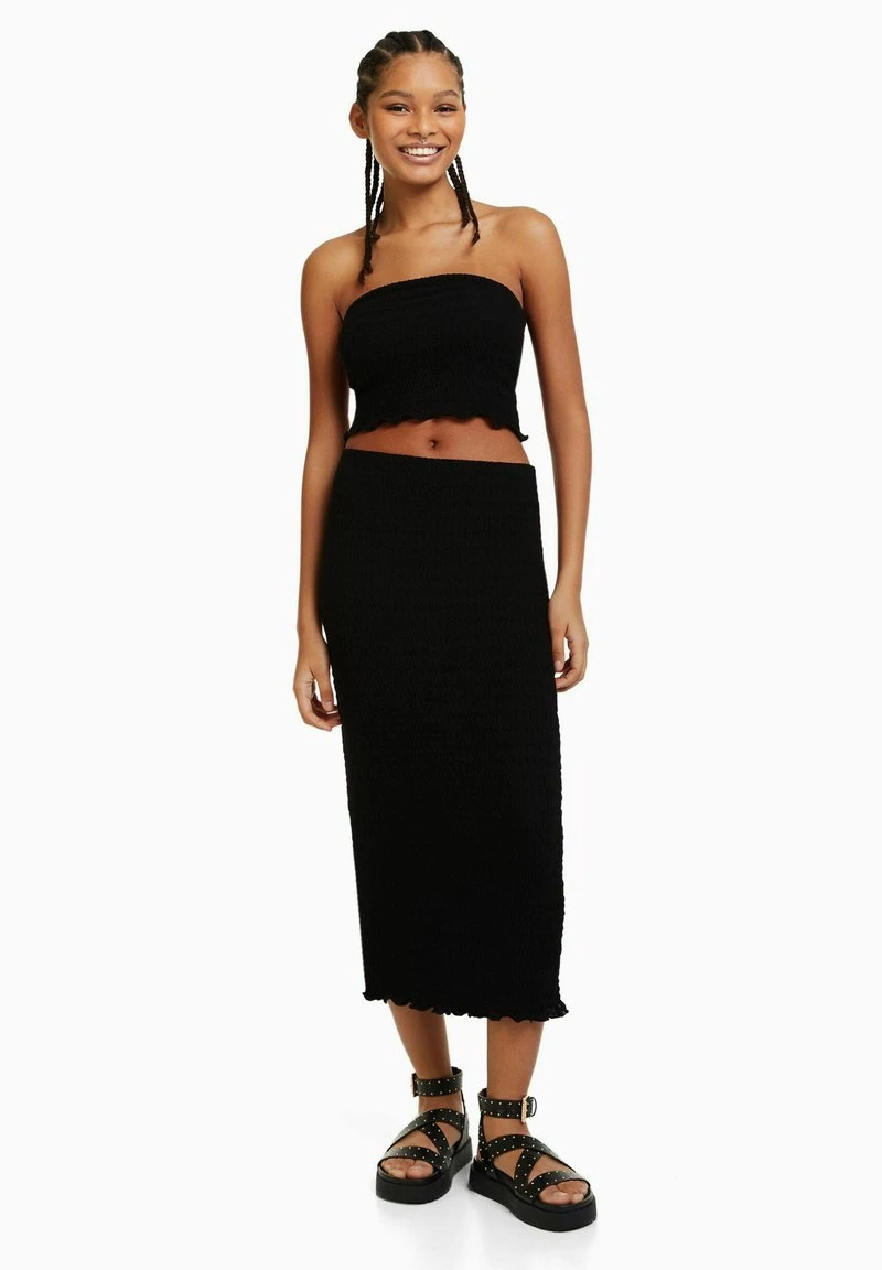 BERSHKA WAFFLE - A-Linien-Rock - Black 4 BERSHKA WAFFLE - A-Linien-Rock - Black – Bild 2