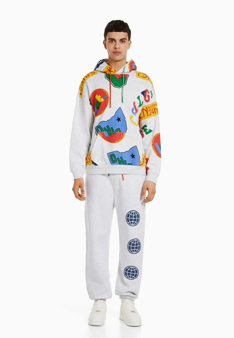 BERSHKA PLUSH - PRINT - Jogginghose - Mottled Grey 2 BERSHKA PLUSH - PRINT - Jogginghose - Mottled Grey