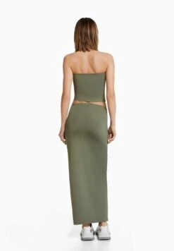 BERSHKA Maxirock - Khaki