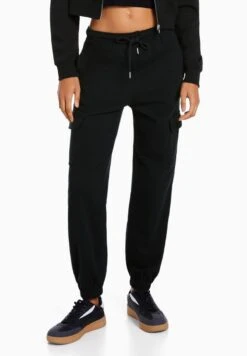 BERSHKA WITH POCKETS PLUSH - Jogginghose - Grey