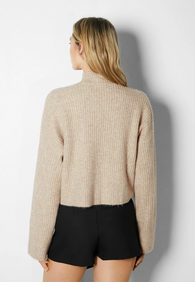 BERSHKA MOCK-NECK - Strickpullover - Sand 5 BERSHKA MOCK-NECK - Strickpullover - Sand – Bild 3