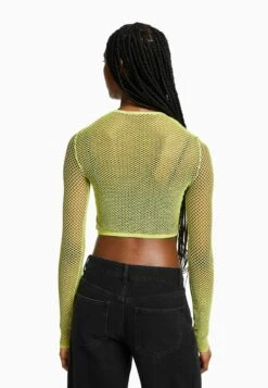 BERSHKA LONG SLEEVE - Langarmshirt - Green -Bershka Verkaufsgeschäft 0ef395d20959473581cb59f1ed55c977