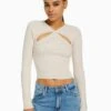 BERSHKA CUT-OUT DOUBLE-BREASTED - Strickpullover - Beige -Bershka Verkaufsgeschäft 0f529b587ed848d59b36904359614a68