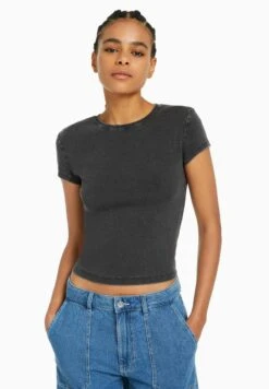 BERSHKA SHORT SLEEVE - T-Shirt Basic - Dark Grey -Bershka Verkaufsgeschäft 0faa641fa2504727881e684d0d34bb28