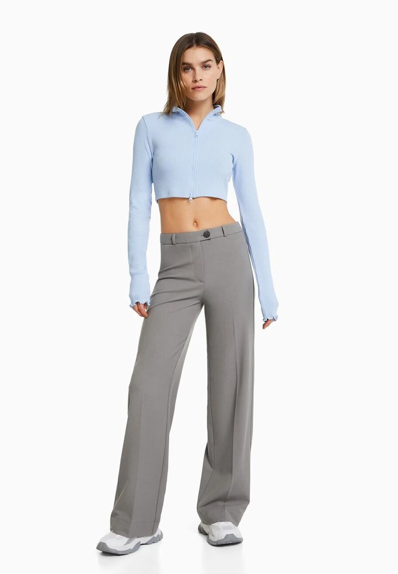 BERSHKA WIDE LEG TAILORED - Stoffhose - Dark Grey 4 BERSHKA WIDE LEG TAILORED - Stoffhose - Dark Grey – Bild 2