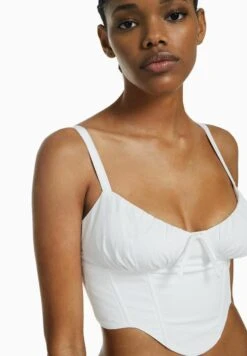 BERSHKA CROPPED WITH STRAPS - CORSET - Top - Off White -Bershka Verkaufsgeschäft 10b1db5d22834f69a4a1e31b9c2d0c42