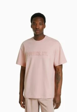 BERSHKA SHORT SLEEVE BOXY - T-Shirt Basic - Pink