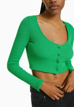 BERSHKA BUTTONED - Strickjacke - Evergreen 11 BERSHKA BUTTONED - Strickjacke - Evergreen -Bershka Verkaufsgeschäft 12f9fcf58ad741388c2245a3c7687205