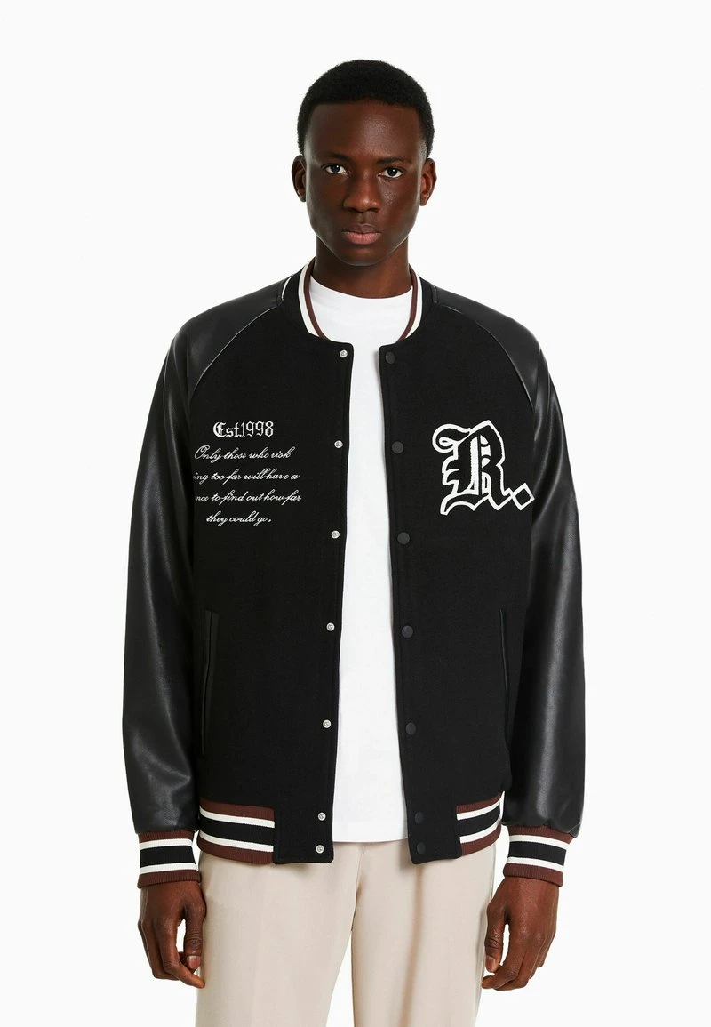 BERSHKA TEXTURE - Bomberjacke - Black 3 BERSHKA TEXTURE - Bomberjacke - Black