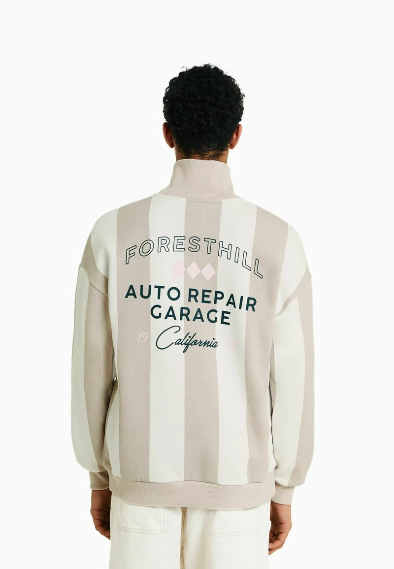 BERSHKA STRIPED WITH ZIP - Sweatshirt - Light Grey 5 BERSHKA STRIPED WITH ZIP - Sweatshirt - Light Grey – Bild 3