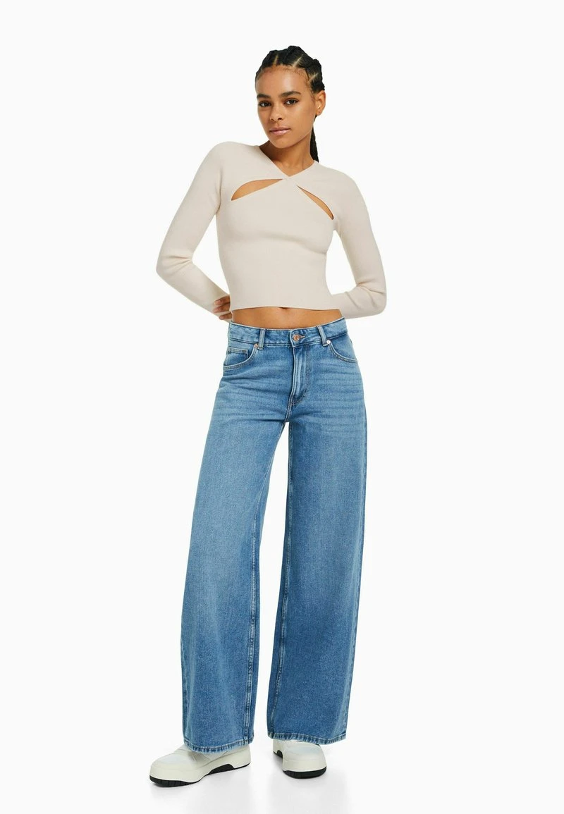 BERSHKA CUT-OUT DOUBLE-BREASTED - Strickpullover - Beige 4 BERSHKA CUT-OUT DOUBLE-BREASTED - Strickpullover - Beige – Bild 2