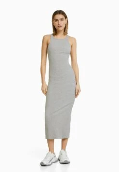 BERSHKA MIDI - Etuikleid - Mottled Grey