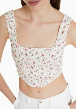 BERSHKA CROPPED POINTELLE STRAPPY - CORSET - Top - Beige -Bershka Verkaufsgeschäft 19e8984f25654f4bb75b38152b3849a5