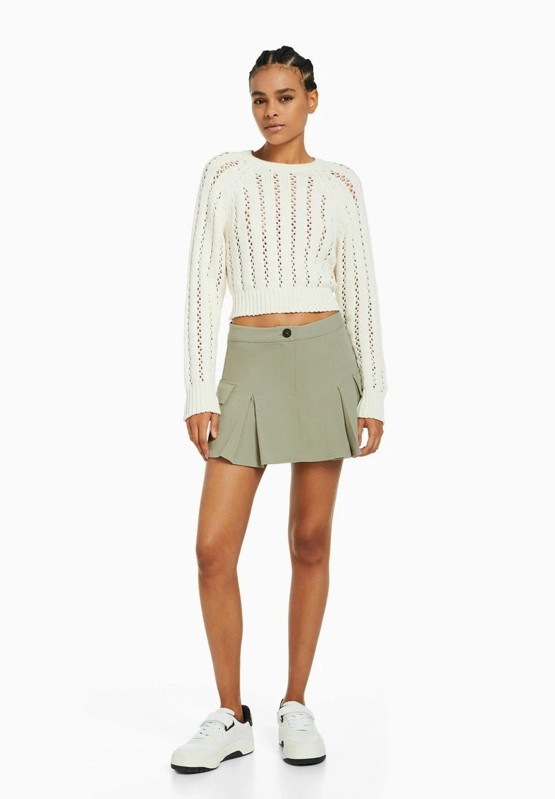 BERSHKA TAILORED WITH POCKETS - Minirock - Khaki 4 BERSHKA TAILORED WITH POCKETS - Minirock - Khaki – Bild 2