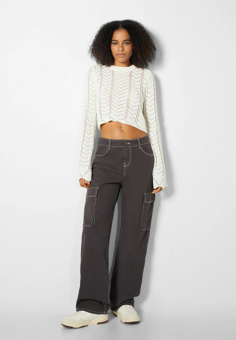 BERSHKA OPEN ROUND NECK - Strickpullover - Beige 4 BERSHKA OPEN ROUND NECK - Strickpullover - Beige – Bild 2