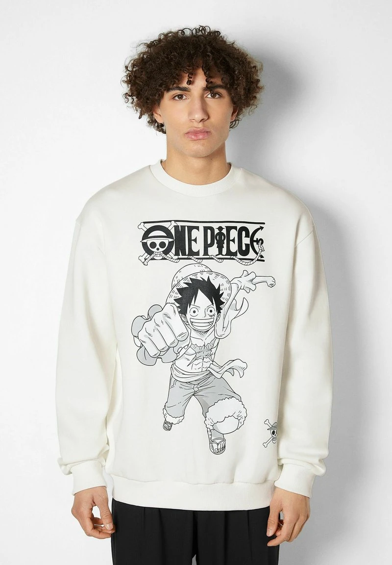 BERSHKA ROUND NECK ONE PIECE - PRINT 01864130 - Sweatshirt - Off White 3 BERSHKA ROUND NECK ONE PIECE - PRINT 01864130 - Sweatshirt - Off White