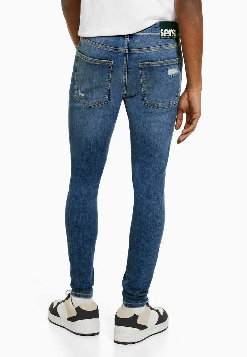 BERSHKA SUPER RIPPED - Jeans Slim Fit - Dark Blue 4 BERSHKA SUPER RIPPED - Jeans Slim Fit - Dark Blue – Bild 2
