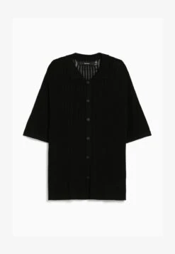 BERSHKA BASIC SHORT SLEEVE - Strickjacke - Black -Bershka Verkaufsgeschäft 24087dead5f747948fe02c0632bf22b9