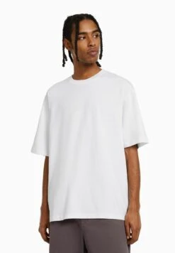 BERSHKA SHORT SLEEVE - T-Shirt Print - Off White