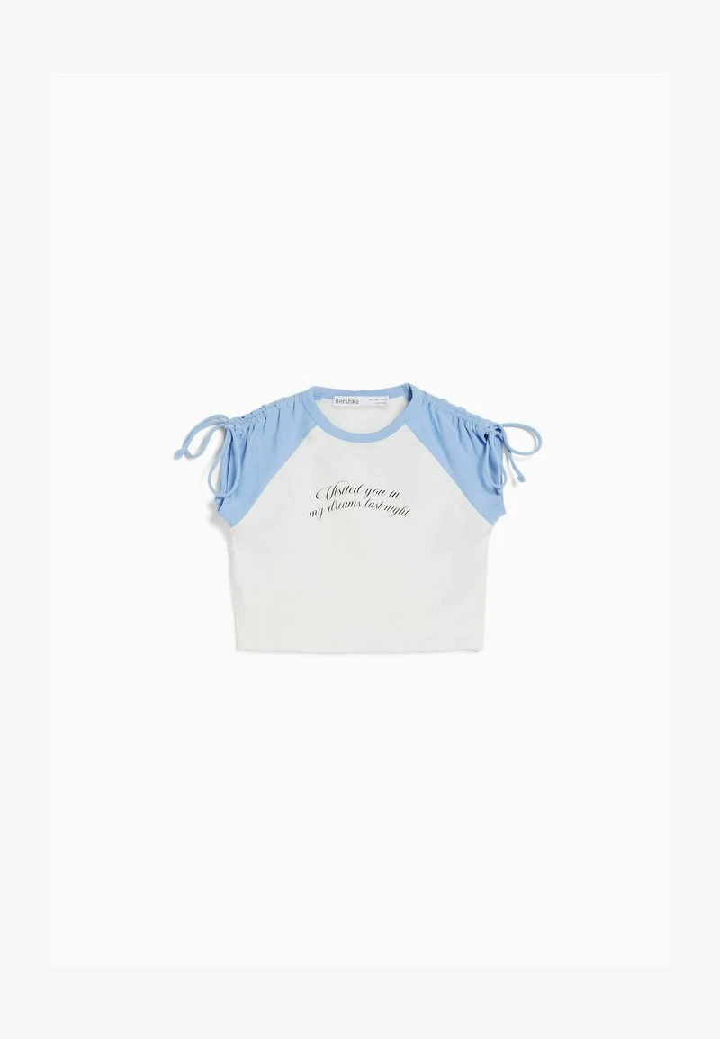 BERSHKA PRINTED SHORT SLEEVE WITH GATHERING - T-Shirt Print - White 8 BERSHKA PRINTED SHORT SLEEVE WITH GATHERING - T-Shirt Print - White – Bild 6