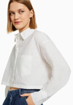 BERSHKA CROPPED - Hemdbluse - Off-white -Bershka Verkaufsgeschäft 2ac9843d211d41b5ba5594c87d489a55