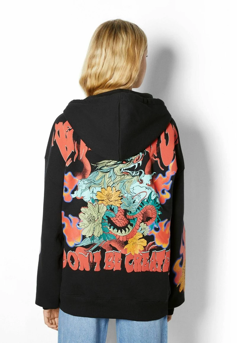 BERSHKA PRINTED - Kapuzenpullover - Black 5 BERSHKA PRINTED - Kapuzenpullover - Black – Bild 3