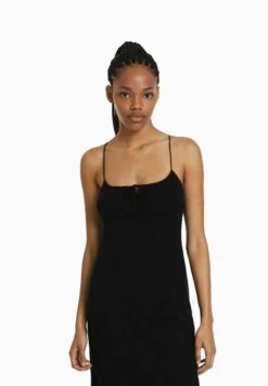 BERSHKA STRAPPY CREPE - Freizeitkleid - Black -Bershka Verkaufsgeschäft 2ceffc404cff4b5197b1c2b7a3150a81