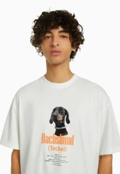 BERSHKA SHORT SLEEVE - T-Shirt Print - White -Bershka Verkaufsgeschäft 304501fe3424438689c204e88f340a9a