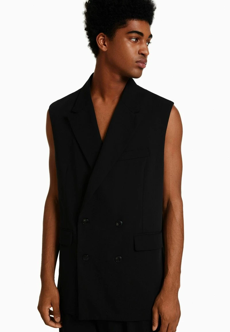 BERSHKA LONG TAILORED - Weste - Black 6 BERSHKA LONG TAILORED - Weste - Black – Bild 4