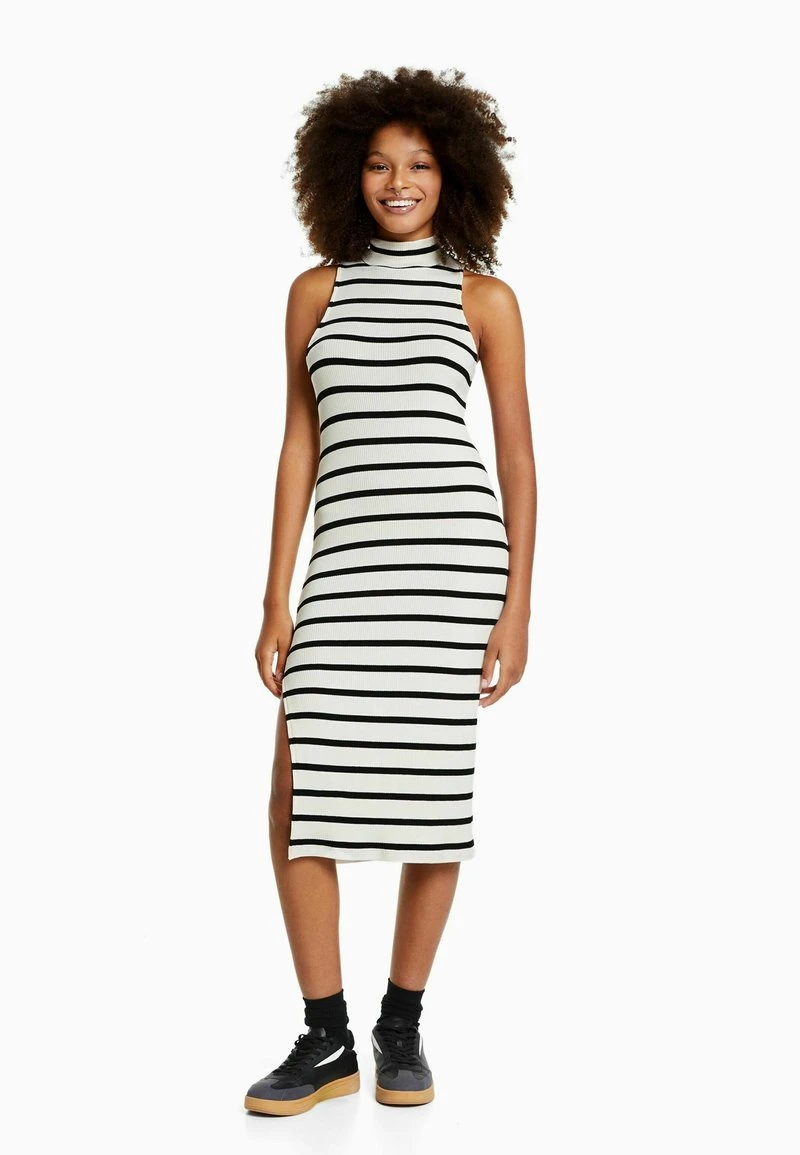 BERSHKA SLEEVELESS STRIPED - Strickkleid - Beige 3 BERSHKA SLEEVELESS STRIPED - Strickkleid - Beige