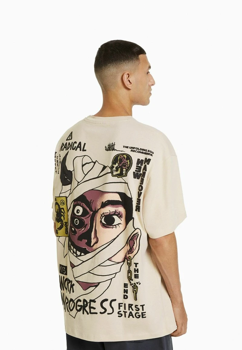 BERSHKA BOXY - T-Shirt Print - Camel 3 BERSHKA BOXY - T-Shirt Print - Camel