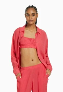 BERSHKA STRAPPY CREPE - Bralette - Bluse - Coral