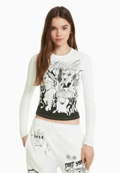BERSHKA ANIME - Langarmshirt - White