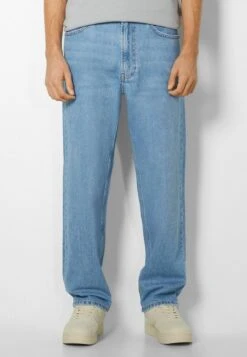 BERSHKA WIDE-LEG ’90S - Jeans Straight Leg - Light Blue Denim