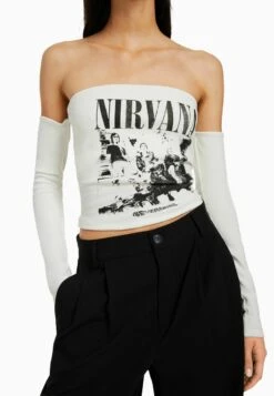 BERSHKA NIRVANA LONG SLEEVE BANDEAU - Bluse - Off-white -Bershka Verkaufsgeschäft 380c59806de9414ea572689bdbfc3719
