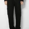 BERSHKA WIDE FIT - Cargohose - Black