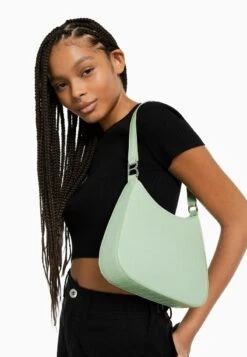 BERSHKA WITH HANDLE - Handtasche - Green