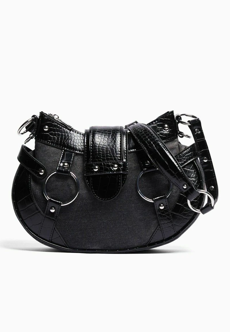 BERSHKA EMBOSSED WITH STRAP - Umhängetasche - Black 8 BERSHKA EMBOSSED WITH STRAP - Umhängetasche - Black – Bild 6