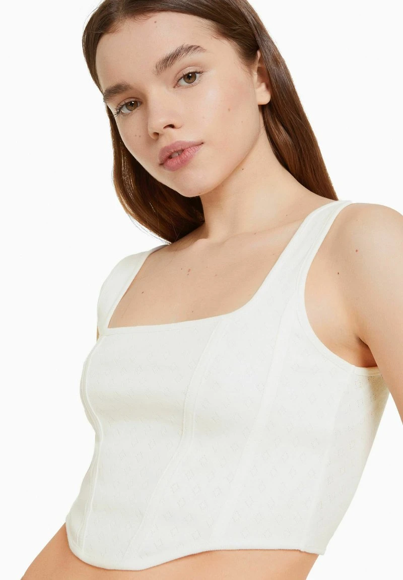 BERSHKA CROPPED POINTELLE STRAPPY - CORSET - Top - Off White 6 BERSHKA CROPPED POINTELLE STRAPPY - CORSET - Top - Off White – Bild 4
