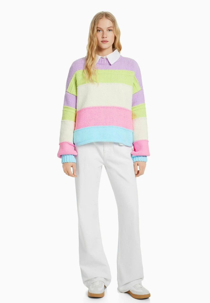 BERSHKA STRIPES - Strickpullover - Mauve 4 BERSHKA STRIPES - Strickpullover - Mauve – Bild 2