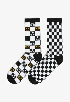 BERSHKA CHECKERBOARD PRINT PACK - Socken - Black