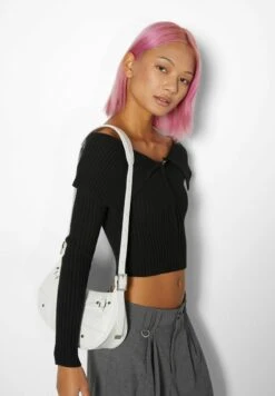 BERSHKA STUDDED - Umhängetasche - Off White