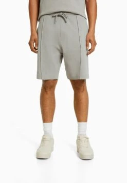 BERSHKA INTERLOCK - Shorts - Grey