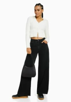 BERSHKA WITH HANDLE - Handtasche - Black