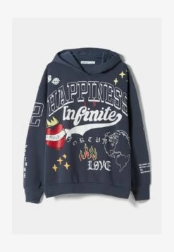BERSHKA PRINTED - Kapuzenpullover - Dark Blue -Bershka Verkaufsgeschäft 42d8fad32cc5469c85679ff5b359d1ce