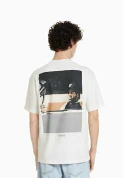 BERSHKA BOXY FIT SHORT SLEEVE WITH ICE CUBE - T-Shirt Print - White