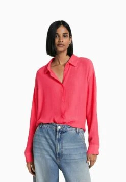BERSHKA LONG SLEEVE - Hemdbluse - Coral